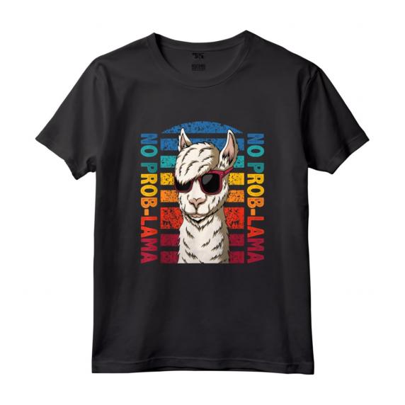 No Probllama - Lama con Occhiali da Sole - Maglietta Vintage Retro per Amanti degli Lama e Alpaca - Regalo Divertente per Compleanno e Natale