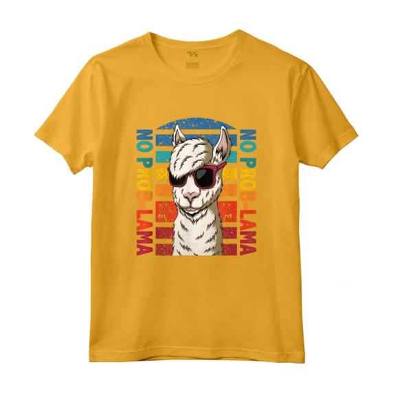 No Probllama - Lama con Occhiali da Sole - Maglietta Vintage Retro per Amanti degli Lama e Alpaca - Regalo Divertente per Compleanno e Natale