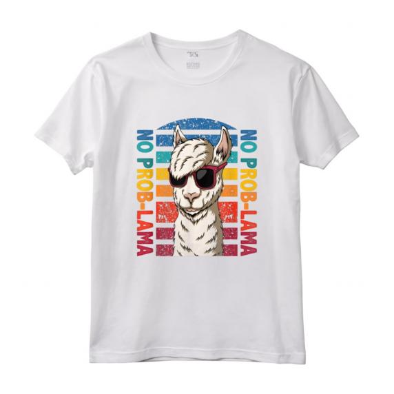No Probllama - Lama con Occhiali da Sole - Maglietta Vintage Retro per Amanti degli Lama e Alpaca - Regalo Divertente per Compleanno e Natale