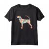 Design con Fiori ad Acquerello Coonhound Nero e Marrone Chiaro - Maglietta Artistica per Amanti dei Cani e dell'Arte Floreale