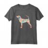 Design con Fiori ad Acquerello Coonhound Nero e Marrone Chiaro - Maglietta Artistica per Amanti dei Cani e dell'Arte Floreale