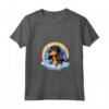 Simpatico Cucciolo di Cane Nero e Marrone Chiaro Coonhound Rainbow Cloud Kawaii Maglietta con Collo a V - Regalo Unico per Amanti dei Cani