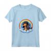 Simpatico Cucciolo di Cane Nero e Marrone Chiaro Coonhound Rainbow Cloud Kawaii Maglietta con Collo a V - Regalo Unico per Amanti dei Cani