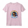 Simpatico Cucciolo di Cane Nero e Marrone Chiaro Coonhound Rainbow Cloud Kawaii Maglietta con Collo a V - Regalo Unico per Amanti dei Cani