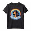 Simpatico Cucciolo di Cane Nero e Marrone Chiaro Coonhound Rainbow Cloud Kawaii Maglietta - Regalo per Amanti dei Cani - Felicità tra le Nuvole