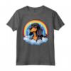 Simpatico Cucciolo di Cane Nero e Marrone Chiaro Coonhound Rainbow Cloud Kawaii Maglietta - Regalo per Amanti dei Cani - Felicità tra le Nuvole