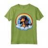 Simpatico Cucciolo di Cane Nero e Marrone Chiaro Coonhound Rainbow Cloud Kawaii Maglietta - Regalo per Amanti dei Cani - Felicità tra le Nuvole