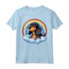 Simpatico Cucciolo di Cane Nero e Marrone Chiaro Coonhound Rainbow Cloud Kawaii Maglietta - Regalo per Amanti dei Cani - Felicità tra le Nuvole