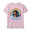 Simpatico Cucciolo di Cane Nero e Marrone Chiaro Coonhound Rainbow Cloud Kawaii Maglietta - Regalo per Amanti dei Cani - Felicità tra le Nuvole