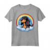 Simpatico Cucciolo di Cane Nero e Marrone Chiaro Coonhound Rainbow Cloud Kawaii Maglietta - Regalo per Amanti dei Cani - Felicità tra le Nuvole