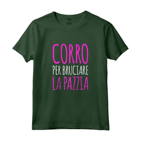 Magliette Divertenti Corsa - Corro per Bruciare la Pazzia - T-shirt Ironica per Amanti della Corsa - Marca HapTiger