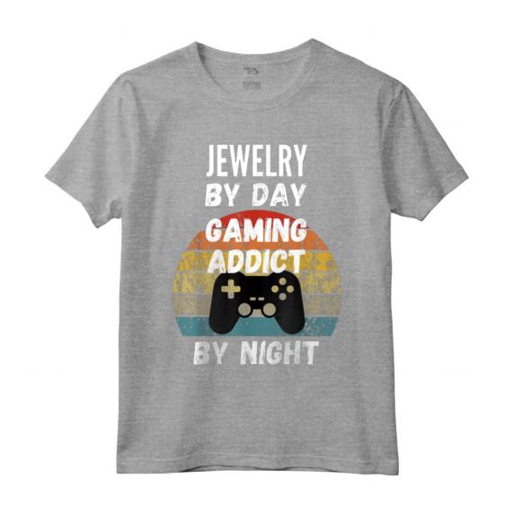 Gioielli Creatore Di Giorno, Gaming Addict Di Notte Maglietta - Regalo Divertente per Gioiellieri Videogiocatori - Design Vintage Tramonto