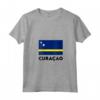 Curaçao Flag Maglietta con Collo a V - Ideale per Persone con Origin Curaçao - Perfetto per Feste ed Eventi Sportivi