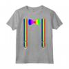 Clown Arcobaleno Bretelle Papillon Bambini - T-shirt Costume Rapido per Halloween - Ideale per Feste e Trucchi