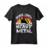 Peace Love & Heavy Metal Cat Kids Punk Band Metallo Arcobaleno Maglietta - Design Gatto Unico per Bambini Heavy Metal e Membri di Band Punk Rock