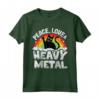 Peace Love & Heavy Metal Cat Kids Punk Band Metallo Arcobaleno Maglietta - Design Gatto Unico per Bambini Heavy Metal e Membri di Band Punk Rock