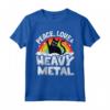 Peace Love & Heavy Metal Cat Kids Punk Band Metallo Arcobaleno Maglietta - Design Gatto Unico per Bambini Heavy Metal e Membri di Band Punk Rock