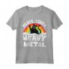 Peace Love & Heavy Metal Cat Kids Punk Band Metallo Arcobaleno Maglietta - Design Gatto Unico per Bambini Heavy Metal e Membri di Band Punk Rock
