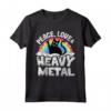 Peace Love & Heavy Metal - Maglietta Cat Kids Punk Band Metallo Arcobaleno - Abbigliamento Punk Rock per Bambini e Adolescenti