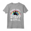 Peace Love & Heavy Metal - Maglietta Cat Kids Punk Band Metallo Arcobaleno - Abbigliamento Punk Rock per Bambini e Adolescenti