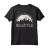 Grunge Seattle Orizzonte - Maglietta con Design Angosciato - Ideale per Amanti della Musica e della Città