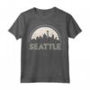 Grunge Seattle Orizzonte - Maglietta con Design Angosciato - Ideale per Amanti della Musica e della Città
