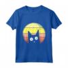 Design Gatto Nero su Tramonto Vintage - Maglietta Retrò per Amanti dei Gatti - Regalo Ideale per Natale, San Valentino e Compleanni