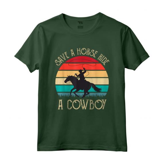 Save A Horse Ride A Cowboy - Vintage Western Horseback Riding Maglietta for Girls - Ideal Gift for Cowgirl Birthday or Christmas