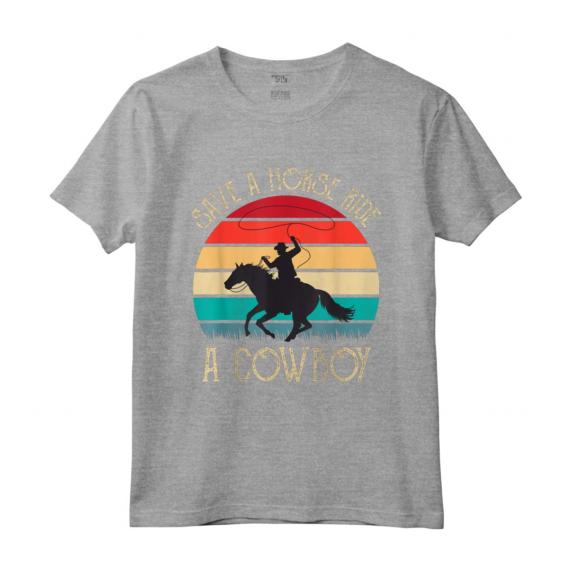 Save A Horse Ride A Cowboy - Vintage Western Horseback Riding Maglietta for Girls - Ideal Gift for Cowgirl Birthday or Christmas