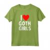 HapTiger Maglietta - I Love Goth Girls Retro Design Funny T-Shirt - Perfect for Boys, Girls, Men, Women - Ideal Gift for Christmas, Anniversary, Valentines Day, Birthday Party