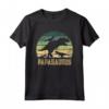 Papasaurus 3 Bambini - Maglietta Vintage Retro Sunset per il Papà Dinosaur Lover - Ideale per la Festa del Papà