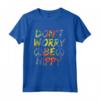 Maglietta Hippie Don't Worry Be Hippy - Camicia Arcobaleno con Simboli della Pace - Ideale per Festival e Yoga