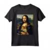 Mona Lisa da Vinci - Maglietta con stampa Mona Lisa con cane Shiba Inu - Regalo per Amanti dell'Arte e dei Cani - Ideale per Compleanno o Natale