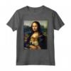 Mona Lisa da Vinci - Maglietta con stampa Mona Lisa con cane Shiba Inu - Regalo per Amanti dell'Arte e dei Cani - Ideale per Compleanno o Natale