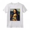 Mona Lisa da Vinci - Maglietta con stampa Mona Lisa con cane Shiba Inu - Regalo per Amanti dell'Arte e dei Cani - Ideale per Compleanno o Natale