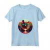 Donna Devon Rex Amante Gatto Tramonto Retro Style Vintage 80s 70s Maglietta con Collo a V - Perfetto Regalo per Amanti dei Gatti e Proprietari di Gatti Devon Rex