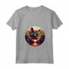 Donna Devon Rex Amante Gatto Tramonto Retro Style Vintage 80s 70s Maglietta con Collo a V - Perfetto Regalo per Amanti dei Gatti e Proprietari di Gatti Devon Rex