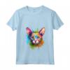 Donna Splash Art Devon Rex - Faccia di gatto colorata Maglietta con Collo a V - Ideale per Amanti dei Gatti e Appassionati di Arte