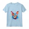 Donna Colorful Splash Art - Faccia di gatto Devon Rex Maglietta con Collo a V - Ideale per Amanti dei Gatti Devon Rex