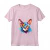 Donna Colorful Splash Art - Faccia di gatto Devon Rex Maglietta con Collo a V - Ideale per Amanti dei Gatti Devon Rex