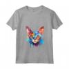Donna Colorful Splash Art - Faccia di gatto Devon Rex Maglietta con Collo a V - Ideale per Amanti dei Gatti Devon Rex