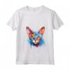 Donna Colorful Splash Art - Faccia di gatto Devon Rex Maglietta con Collo a V - Ideale per Amanti dei Gatti Devon Rex
