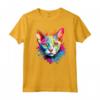 Splash Art colorato con faccia di gatto Devon Rex Maglietta - Espressione di Moda per Amanti dei Gatti Devon Rex
