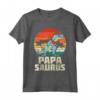 Papasaurus Retro Fathers Day Trex Dinosaur Dad Daddy Men Maglietta - Best Dad Ever T-shirt for Father's Day Gift from Daughter, Son, Kids