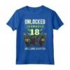 Giocatore 18 anni Compleanno - Maglietta Unlocked Next Level - Ideale per Regali Gamer - HapTiger