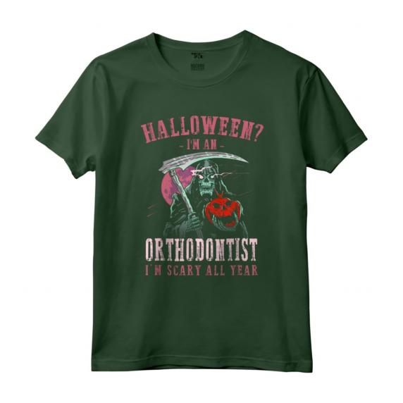 Ortodontista Sono Spaventoso tutto l'anno - Halloween Ortodonzia Maglietta a Tema - Design Vintage per Fan di Corpse
