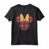 HapTiger Minnie Mouse Icon Holiday Plaid & Gold Bow Maglietta - Festive Matching Family Christmas Shirts