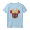 HapTiger Minnie Mouse Icon Holiday Plaid & Gold Bow Maglietta - Festive Matching Family Christmas Shirts