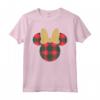 HapTiger Minnie Mouse Icon Holiday Plaid & Gold Bow Maglietta - Festive Matching Family Christmas Shirts