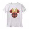 HapTiger Minnie Mouse Icon Holiday Plaid & Gold Bow Maglietta - Festive Matching Family Christmas Shirts